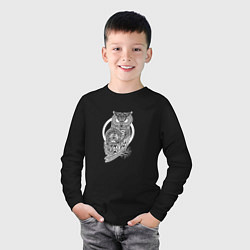 Лонгслив хлопковый детский Celtic Owl, цвет: черный — фото 2