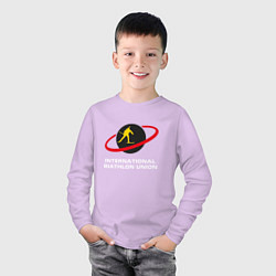 Лонгслив хлопковый детский Биатлон Лого, цвет: лаванда — фото 2