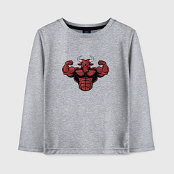 Лонгслив хлопковый детский Бык качок Bull jock, цвет: меланж