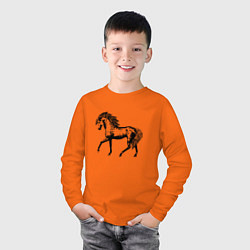 Лонгслив хлопковый детский Мустанг Лошадь, цвет: оранжевый — фото 2