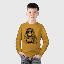 Лонгслив хлопковый детский Monkey Astronaut, цвет: горчичный — фото 2