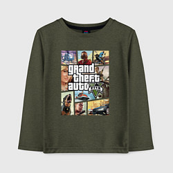 Лонгслив хлопковый детский GTA V Logos, цвет: меланж-хаки