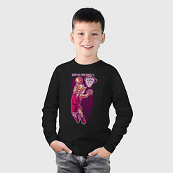 Лонгслив хлопковый детский Кабан баскетболист, цвет: черный — фото 2