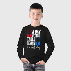 Лонгслив хлопковый детский День без настольного тенниса - потерянный день, цвет: черный — фото 2