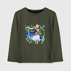 Лонгслив хлопковый детский Alice Zuberg, цвет: меланж-хаки