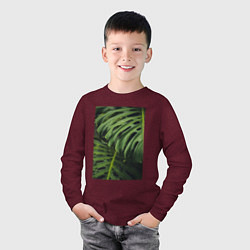 Лонгслив хлопковый детский Листья Монстера, цвет: меланж-бордовый — фото 2