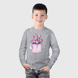 Лонгслив хлопковый детский Букет тюльпанов в вазе, цвет: меланж — фото 2