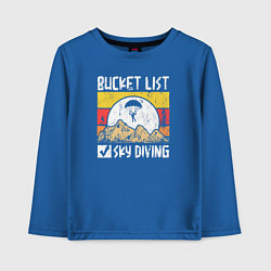 Лонгслив хлопковый детский Список желаний: Прыжки с парашютом, цвет: синий