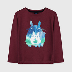 Лонгслив хлопковый детский Семья кроликов Акварель, цвет: меланж-бордовый
