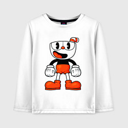 Лонгслив хлопковый детский Cuphead красная чашечка, цвет: белый