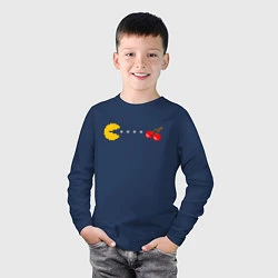 Лонгслив хлопковый детский Pac-man 8bit, цвет: тёмно-синий — фото 2