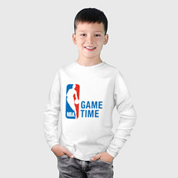 Лонгслив хлопковый детский NBA Game Time, цвет: белый — фото 2