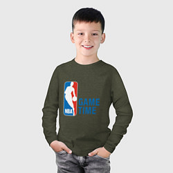 Лонгслив хлопковый детский NBA Game Time, цвет: меланж-хаки — фото 2
