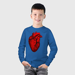 Лонгслив хлопковый детский Сердце анатомическое, цвет: синий — фото 2