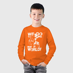 Лонгслив хлопковый детский WE GO TO THE NEW WORLD ВАНПИС, цвет: оранжевый — фото 2