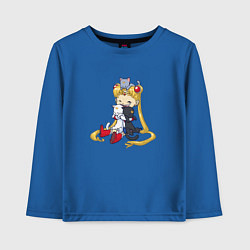 Лонгслив хлопковый детский Crazy Moon Cat, цвет: синий