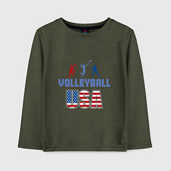 Лонгслив хлопковый детский USA - Volleyball, цвет: меланж-хаки