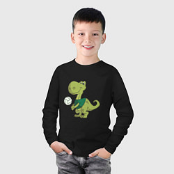 Лонгслив хлопковый детский Volleyball Dinosaur, цвет: черный — фото 2