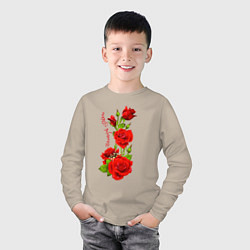 Лонгслив хлопковый детский Прекрасная Алёна Букет роз, цвет: миндальный — фото 2