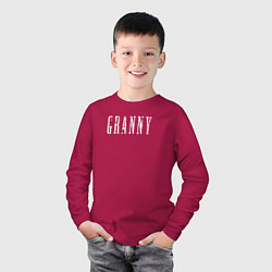 Лонгслив хлопковый детский Logo Granny, цвет: маджента — фото 2