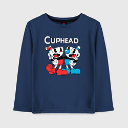 Лонгслив хлопковый детский Cuphead Чашечки, цвет: тёмно-синий