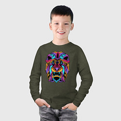 Лонгслив хлопковый детский Color lion Neon, цвет: меланж-хаки — фото 2