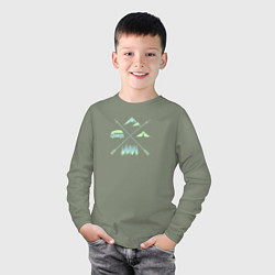 Лонгслив хлопковый детский Горные Походы, Вэны, Деревья, цвет: авокадо — фото 2