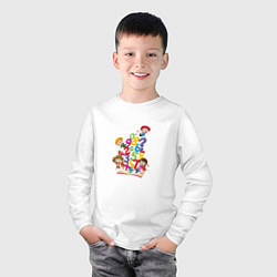 Лонгслив хлопковый детский Дети с цифрами, цвет: белый — фото 2