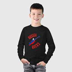 Лонгслив хлопковый детский Russia Rocks, цвет: черный — фото 2