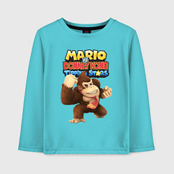 Лонгслив хлопковый детский Mario Donkey Kong Nintendo Gorilla, цвет: бирюзовый