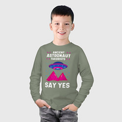 Лонгслив хлопковый детский Ancient Astronaut Theorist Say Yes, цвет: авокадо — фото 2
