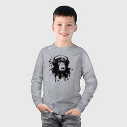 Лонгслив хлопковый детский Шимпанзе-меломан, цвет: меланж — фото 2