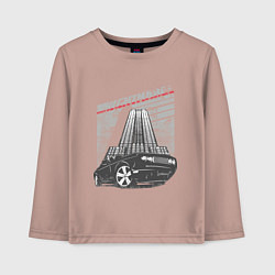 Лонгслив хлопковый детский Авто у здания, цвет: пыльно-розовый