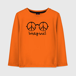 Лонгслив хлопковый детский Очки Джона Леннона Imagine, цвет: оранжевый