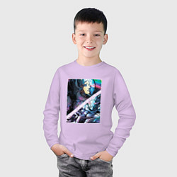 Лонгслив хлопковый детский Уэзер Репорт из ДжоДжо, цвет: лаванда — фото 2