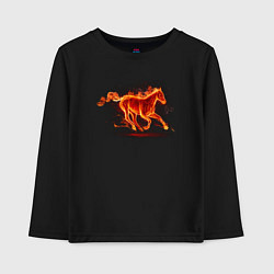Лонгслив хлопковый детский Fire horse огненная лошадь, цвет: черный