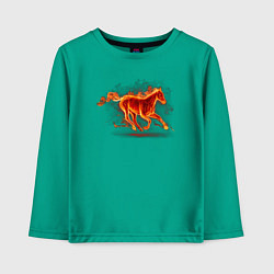 Лонгслив хлопковый детский Fire horse огненная лошадь, цвет: зеленый