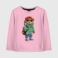 Лонгслив хлопковый детский КРУТОЙ МИШКА COOL BEAR, цвет: светло-розовый