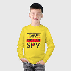 Лонгслив хлопковый детский Русский шпион, цвет: желтый — фото 2