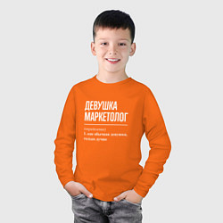 Лонгслив хлопковый детский Девушка Маркетолог, цвет: оранжевый — фото 2