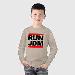 Лонгслив хлопковый детский Run JDM Japan, цвет: миндальный — фото 2
