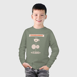 Лонгслив хлопковый детский ПРОГРАММИСТ HTML, цвет: авокадо — фото 2