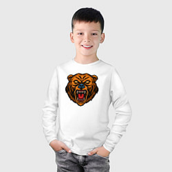Лонгслив хлопковый детский Морда медведя, цвет: белый — фото 2