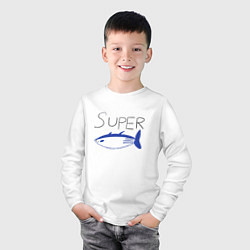 Лонгслив хлопковый детский Super tuna jin, цвет: белый — фото 2