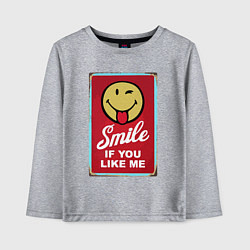 Лонгслив хлопковый детский Smile if you like me, цвет: меланж