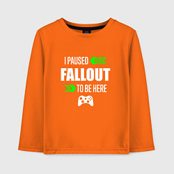 Лонгслив хлопковый детский Fallout I Paused, цвет: оранжевый