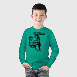 Лонгслив хлопковый детский Player 2 парная, цвет: зеленый — фото 2