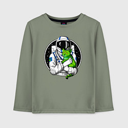 Детский лонгслив Космонавт с инопланетным котом