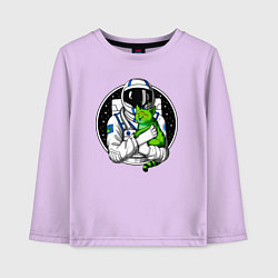 Детский лонгслив Космонавт с инопланетным котом