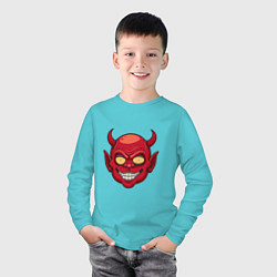 Лонгслив хлопковый детский Красный демон, цвет: бирюзовый — фото 2